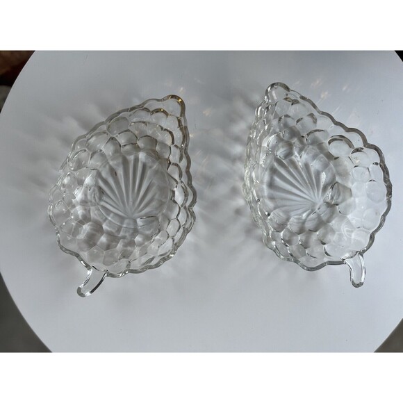 2 Vintage Grape Cluster Clear Glass Candy Nut Bowls Dishes - Picture 1 of 7